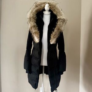 Mackage Black Puffer Coat with Fur Trim